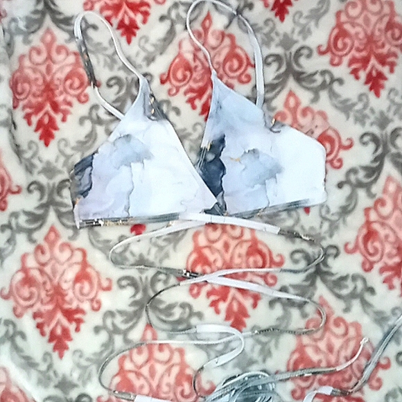 Shein 2 piece bikini, medium, purple gold marble - Picture 2 of 3